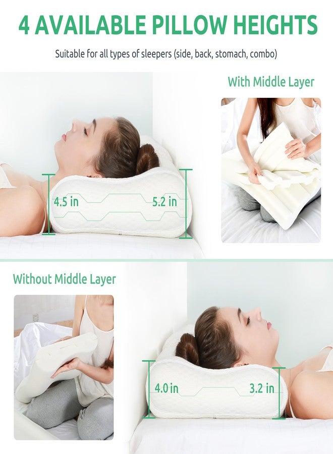 UTTU Cervical Pillow for Neck Strain Relief, Memory Foam Neck Pillow for Sleeping, Adjustable Orthopedic Sandwich Pillow, Contour Cooling for Side Back Stomach Sleeper, Medium(23.6"×14"×5.2"/4.5") - Image 4